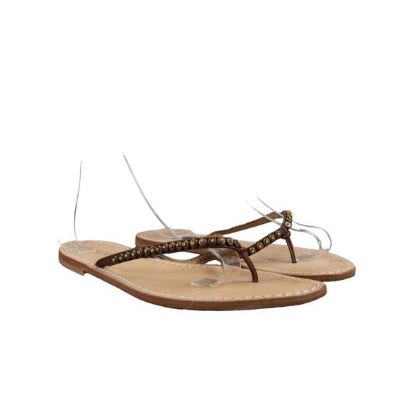 J Crew Shoes Womens 8 Sandals Flip Flops Slip On Fashion Leather Thong Classic - Picture 1 of 13